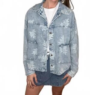 NEW BIBI mariah denim floral jacket in blue